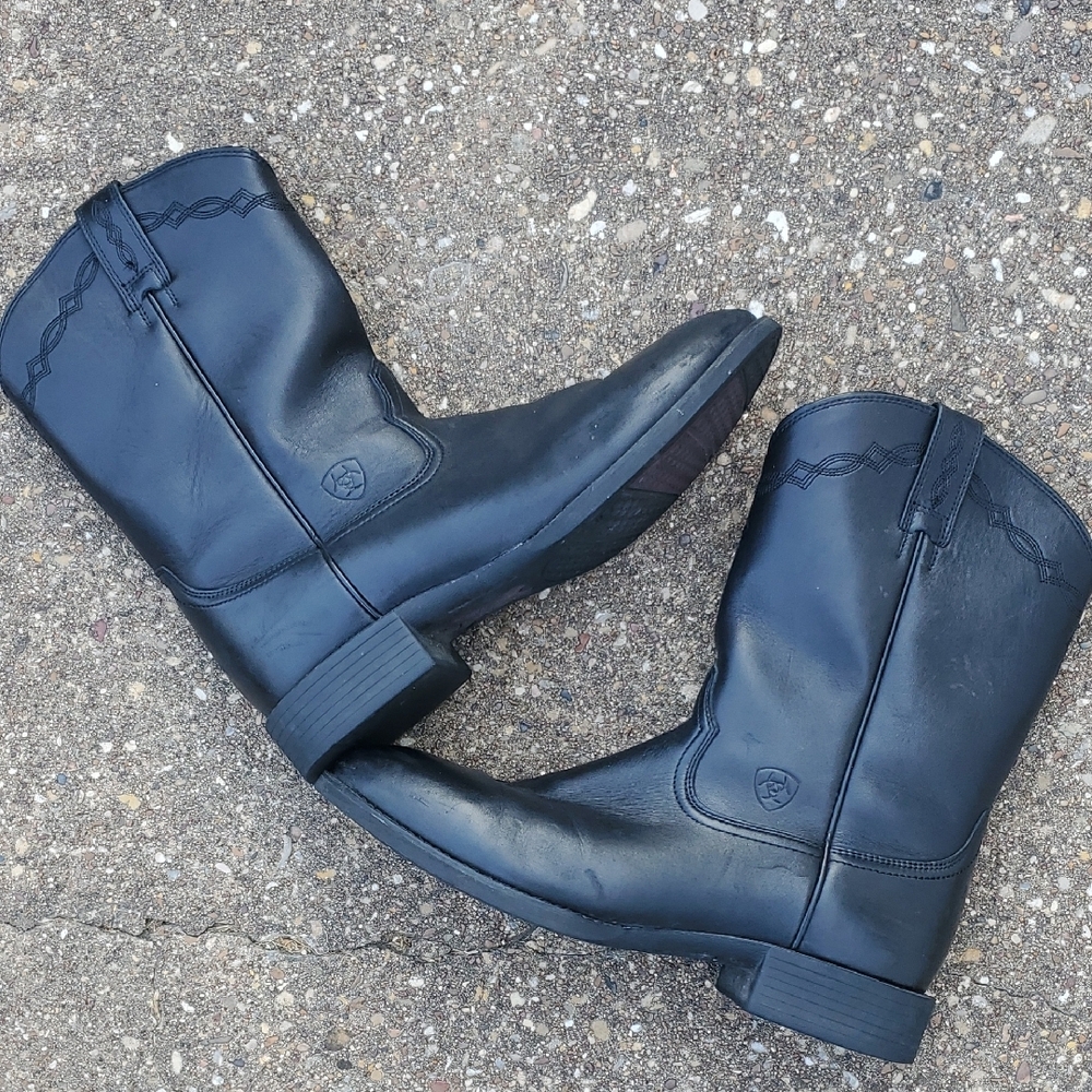 Ariat Heritage Roper Men's Black Leather Boots 10.5D Cowboy Work